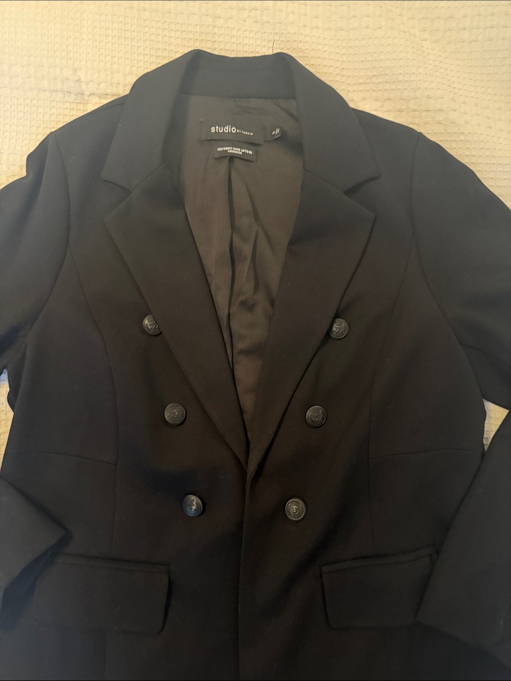 Studio Black Double-Breasted Tailored Blazer